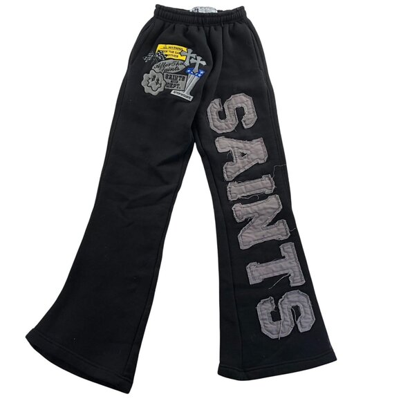 After The Saints Womens Sweatpants Size XS Black Pull On Streetwear Bootcut Y2K - Picture 1 of 11